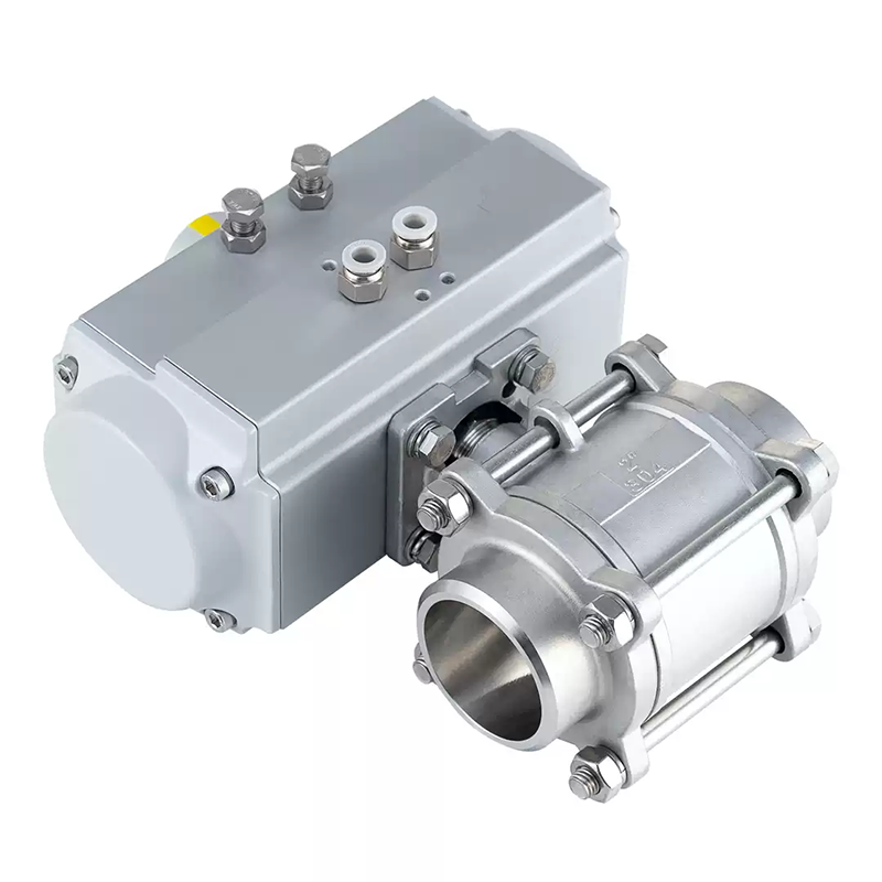 Pneumatic 3-piece Ball Valve with welded Connections